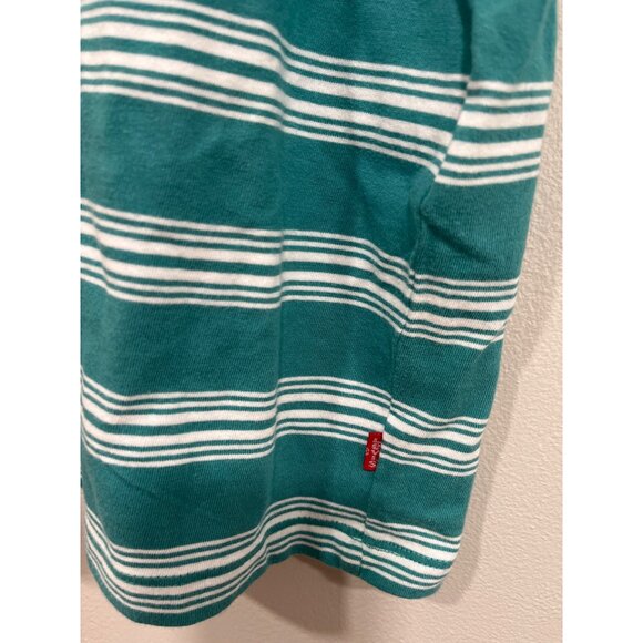 Levi’s Mens Red Tag Striped Relaxed T-shirt Shirt White Teal Medium NEW - Picture 4 of 8
